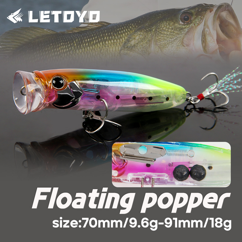 Fishing Lure Popper - 레토요 9.6g/18g 플로팅 포퍼 루어 탑워터