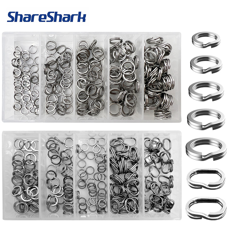 Fishing Lure Box - ShareShark 200개/박스 고강도 스테인리스 스틸 스플릿