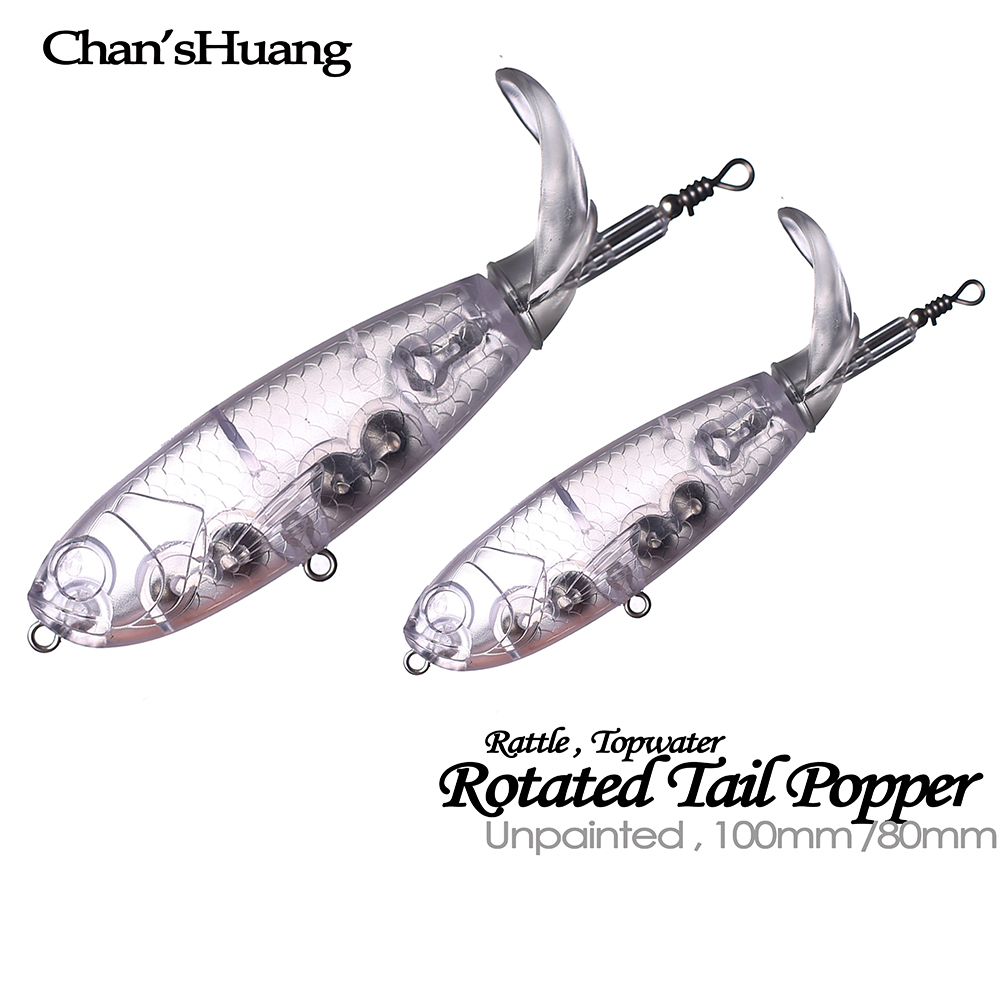 Fishing Lure Popper - Chan'sHuang 미도색 블랭크 미끼, 탑워터 딸랑이