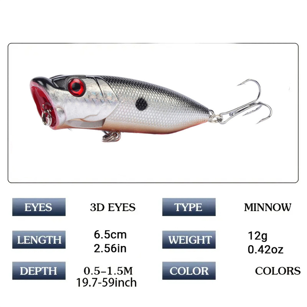 5개입 팝퍼 낚시 미끼 3D 눈 미끼 탑워터 크랭크베이 - Fishing Lure Popper 리뷰 및 가격
